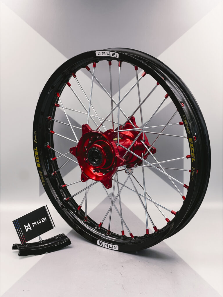 Roue arrière motocross enduro avec jante Excel Signature et moyeu Haan Wheels