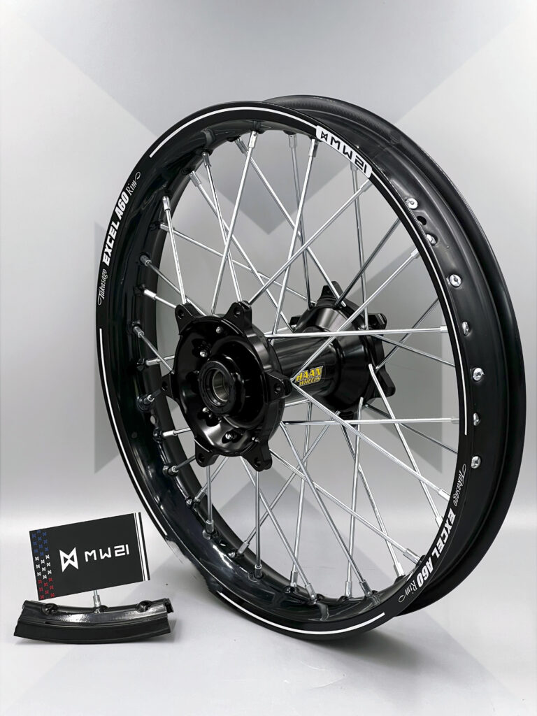 Roue arrière motocross et enduro 1.85x19-2.15x19-2.15x18 avec jante Excel A60 et moyeu Haan Wheels