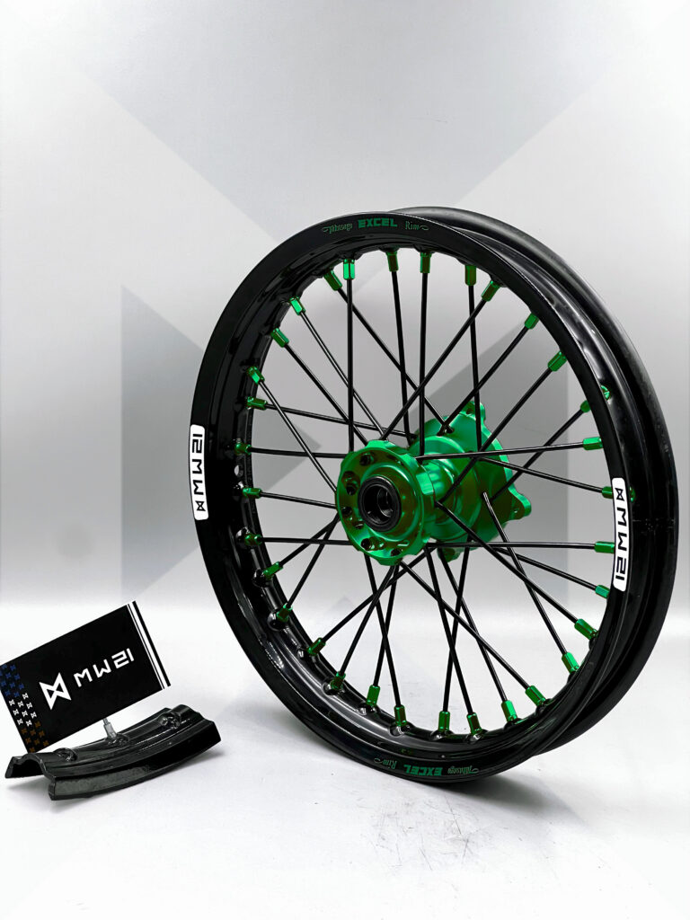 Roue avant minimoto avec jante Excel Signature et moyeu Haan Wheels